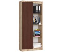 libreria akord r80 roble sonoma 80 cm 1 puerta frente en color wenge 4 estantes 80x35x180 cm