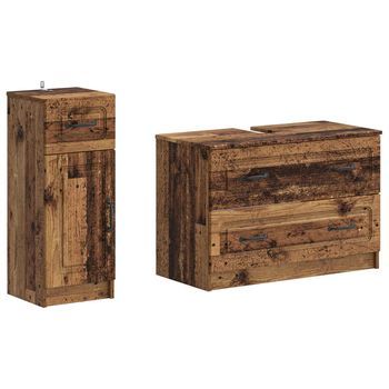 Juego De Gabinete De Baño De 2 Piezas Utrecht Madera Envejecida Vidaxl