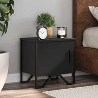 mesita de noche - mueble para dormitorio - madera de ingenieria y metal - negro 40x30x40cm