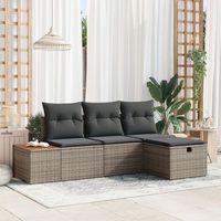 conjunto de sofa de jardin de 4 piezas con cojines gris ratan poli v8192 unico  gris