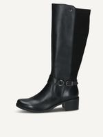 caprice boots black made of leather and synthetic with block heel size 36
