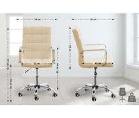 silla de oficina deli v2 simil cuero crema 59x54x92 cm