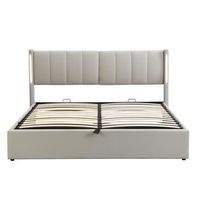 cama multifuncion 140x200 con led usb cabecero pu ajustable y arcon hidraulico