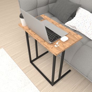 Escritorio Para Portátil Högsby Aglomerado 66 X 60 X 36 Cm En Roble [en.casa]