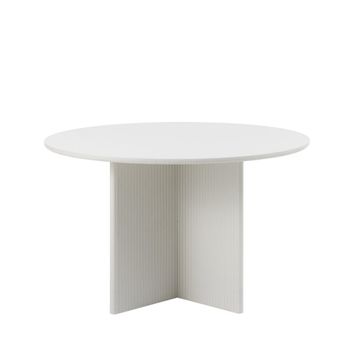 Mesa de comedor redonda de madera para 4 personas - greige