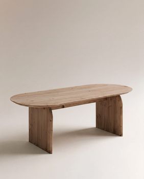 Mesa de comedor ovalada de madera maciza en tono envejecido 200x75,2cm