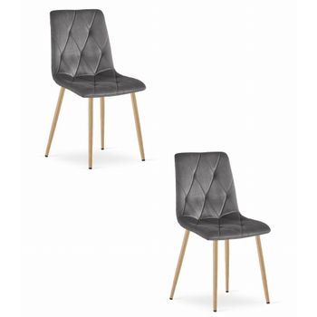 Set De 2 Silla De Comedor Tela Valora Tyra Asiento Acolchado Gris Oscuro