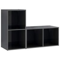 muebles de salon 2 piezas madera de ingenieria gris brillo vidaxl