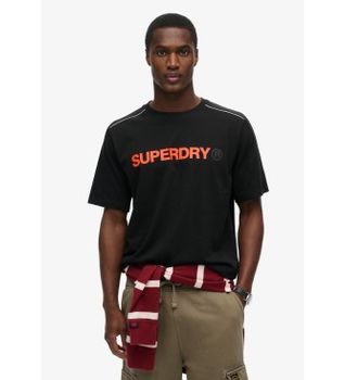 Superdry para hombre. M1012027A Camiseta de corte relajado con logotipo Tech negro (S), Casual, Algodón, Manga corta