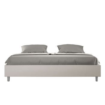 Cama Con Almacenaje Acolchada Sin Cabecero 200x200  Cuero Sintético Gris Paloma Azelia