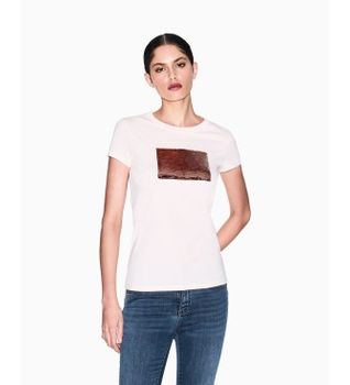 A|X Armani Exchange para mujer. 8NYTDLYJ73ZU4104 Camiseta Casual Premium rosa (L), Algodón, Manga corta