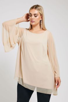 Yours London Blusa Asimétrica Beige, Mujer Curvy Y Tallas Grandes, Yours London