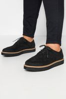 zapatos antelina negra derby con cordones en ancho especial