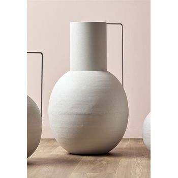 Jarron Metal Blanco Con Asa 72 Cms. 45dx72 Cms