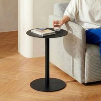 mesa auxiliar nastatten redonda interiorexterior metal 50xo40 cm negro mate encasa
