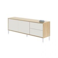 mueble tv de 2 cajones y 2 puertas 130 cm brooklyn blanco artik blanco mate - roble canadian 130 x 47 x 41 cm
