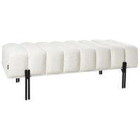 banco de cama tapizado en tela asiento de pasillo con patas de metal blanco crema carey