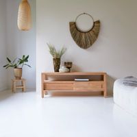 mueble para tv de teca maciza de 130 cm