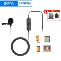 boya by-m1 condensador lavalier solapa clip-on microfono 35mm trrs 6m microfono para pc iphone dslr camara youtube grabacion streaming