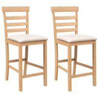 taburetes de bar con cojines 2 uds madera maciza natural caucho vidaxl