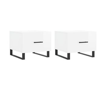 2 uds mesas de centro - mesas bajas - mesas de café madera ingeniería blanco brillo 50x50x40cm