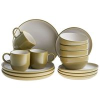 vajilla de 16 piezas de gres elegante cocina y comedor para 4 personas acabado esmaltado verde nutmeg