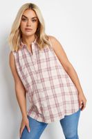 yours camisa sin mangas de cuadros rosas mujer curvy y tallas grandes yours
