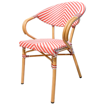 Sillón París Rojo - Aluminio Imitación Ratán Y Textilene - Apilable Eme Mobiliario