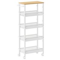 carro de almacenaje estrecho de 5 niveles cocina - beige roble