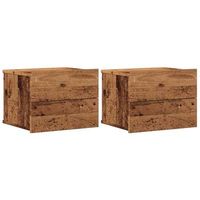 juego de 2 mesitas de noche - mesillas de pared madera envejecida 40x32x30 cm mc6273