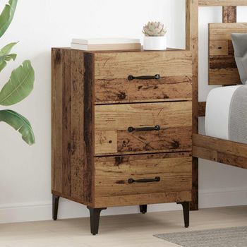 Mesita De Noche - Mueble Para Dormitorio - Madera De Ingeniería - Madera Vieja (40x40.5x66cm)