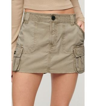 Superdry para mujer. W7210305A Falda Utility Parachute taupe (S), Casual, Algodón