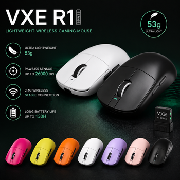 Ratón Inalámbrico Bluetooth Vxe Dragonfly R1, Ligero, Ergonómico, Batería de Larga Duración, para Juegos, Oficina y Esports