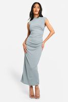 vestido midaxi fruncido transparente gris