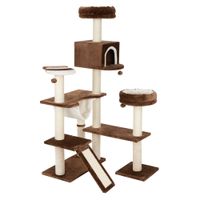 gingerbread house cat tree with ladder - dark brown