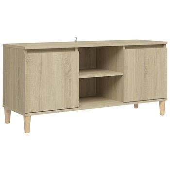 Mueble De Tv | Mueble De Salón | Mueble De Salón Tv Patas Madera Maciza Roble Sonoma 103,5x35x50 Cm