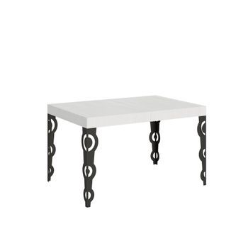 Mesa Extensible 90x120/380 Cm Karamay Fresno Blanco Patas Antracita