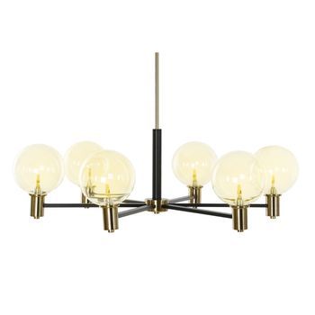 Lampara Techo Metal Cristal 83x83x128 Bolas Negro