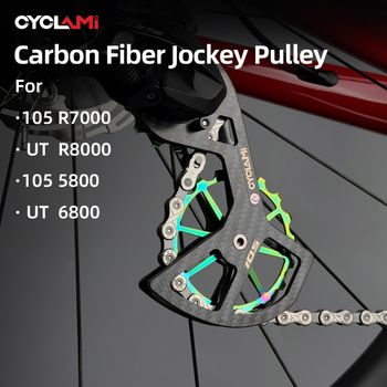 Juego de ruedas de polea de fibra de carbono con rodamientos cerámicos para bicicleta CYCLAMI, guía de desviador trasero para SHIMANO UT 105 5800 6800 Ultegra.