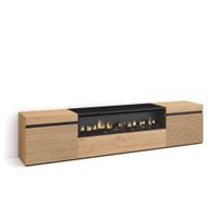 mueble tv efecto madera roble 200x35x45cm chimenea efecto fuego