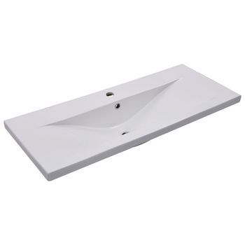 Lavabo De Baño Moderno | Lavabo Encastrado De Cerámica Blanco 101x39,5x18,5 Cm