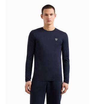 EA7 para hombre. 8NPT17_PJRGZ Camiseta en punto elástico marino (3XL), Casual, Viscosa, Manga larga