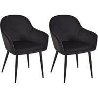 set de 2 sillas de comedor boise en terciopelo negro 60x60x84 cm clp