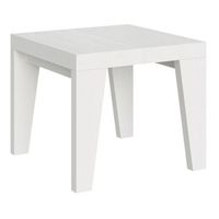 mesa extensible cuadrada pequena 90x90246 cm naxo-color blanco-soporte 2 pies-3 alargaderas finas