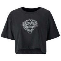 ed hardy camiseta tiger glow crop top black para mujer