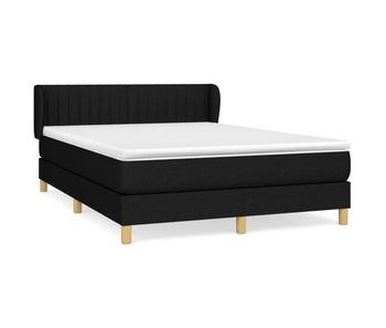 Cama box spring con colchón tela negro 140x190 cm rayas verticales