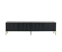 mueble tv 190x38x48 cm - patas doradas diseno moderno - negro
