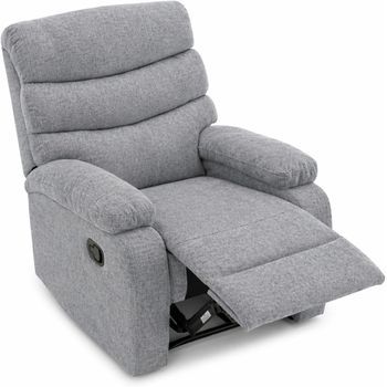 Sillon Relax Reclinable Manual Con Palanca Gris Claro | Tapizado Tela Suave | Relleno Resistente Y Adaptable