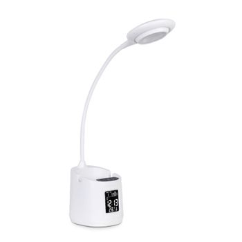 BEL AIR HOME - Lámpara Flexo KALIM LED 5W con pantalla digital, 3 temperaturas de color (3000K/4000K/6500K), USB y brazo flexible para escritorio, estudio o mesa de noche