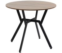 homcom mesa de comedor redonda para 2-4 personas mesa de cocina industrial patas curvadas de acero para salon 90x90x76 cm marron y negro